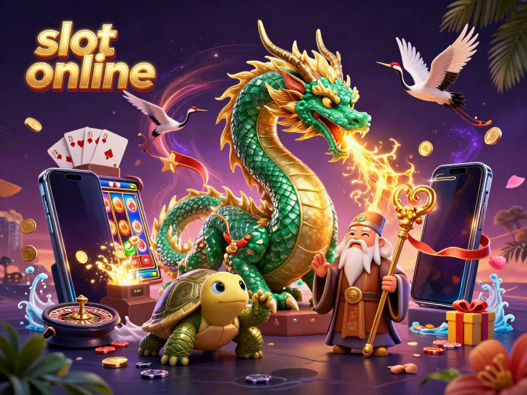 Experience exciting gameplay with slot online featuring a jade dragon and vibrant 3D elements.
