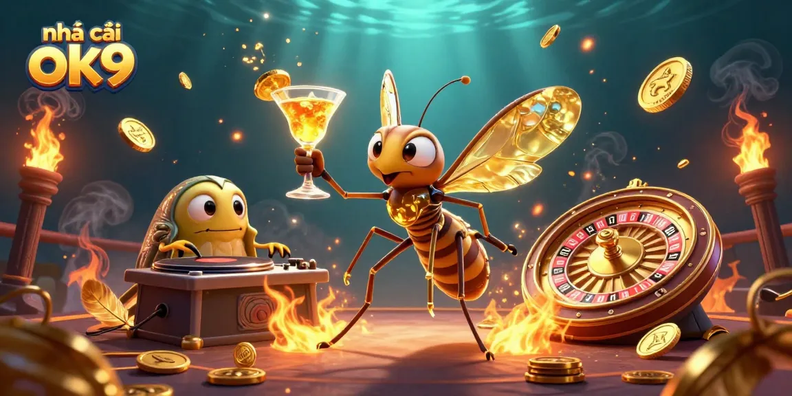Engage with nhà cái ok9 through an ultra-detailed 3D casino illustration featuring unique gambling elements.